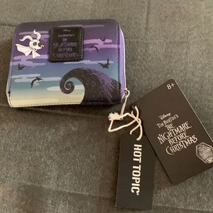 NWT HT Loungefly The Nightmare Before Christmas Jack/Sally Doll Mini Zipper Wlt